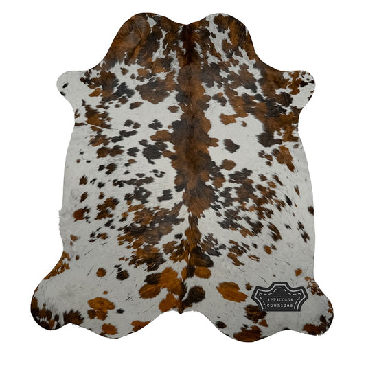 100% Genuine Leather Cowhide Rug in Original Tricolor | Large 6 x 7| Best Price Guaranteed.