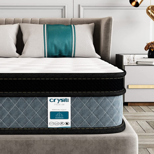 10 Twin Size Memory Foam Hybrid Mattress Crystli Pocket Innerspring Mattresses in a Box with Pressure Relief Edge Supportive 100-Night Trial 10-Year Support