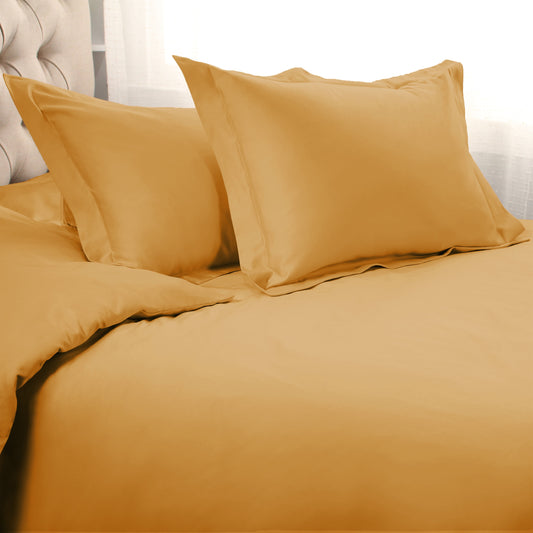 1200-Thread Count 100% Egyptian Cotton Solid Duvet Cover & Pillow Shams, 3-Piece Duvet Cover Set by Blue Nile Mills ¨C Full/Queen, Gold