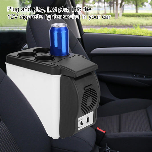 Zerodis 12V 6L Portable Car Refrigerator Mini Multi-Functional Food Drinks Warmer Cooler Fridge, Eco-friendly Mini Car Refrigerator Space-saving for Camping Picnic