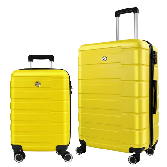 2 Piece Sets Luggage Travel Suitcase with TSA Lock, 20/24Hardside Carry-on Luggage with Spinner Wheels, Yellow