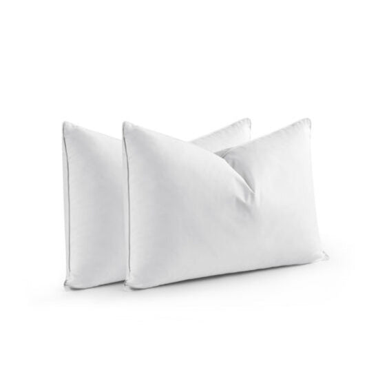 2 Pack Goose Down Feather Bed Pillows 233TC with 100% Cotton Cover