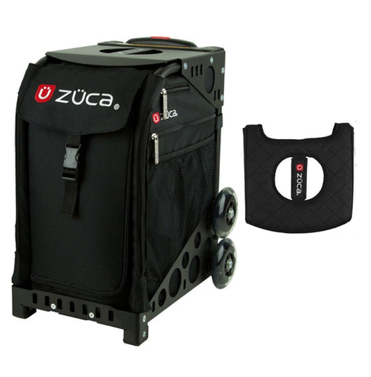 Zuca 18 Sport Bag - Obsidian with Non-Flashing Wheels and Black/Pink Seat Cover (Black Frame)