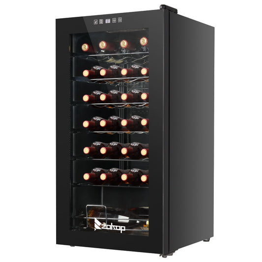 ZOKOP 28 Bottle Compressor Wine Cooler and Refrigerator Freestanding Wine Chiller Fridge, Black